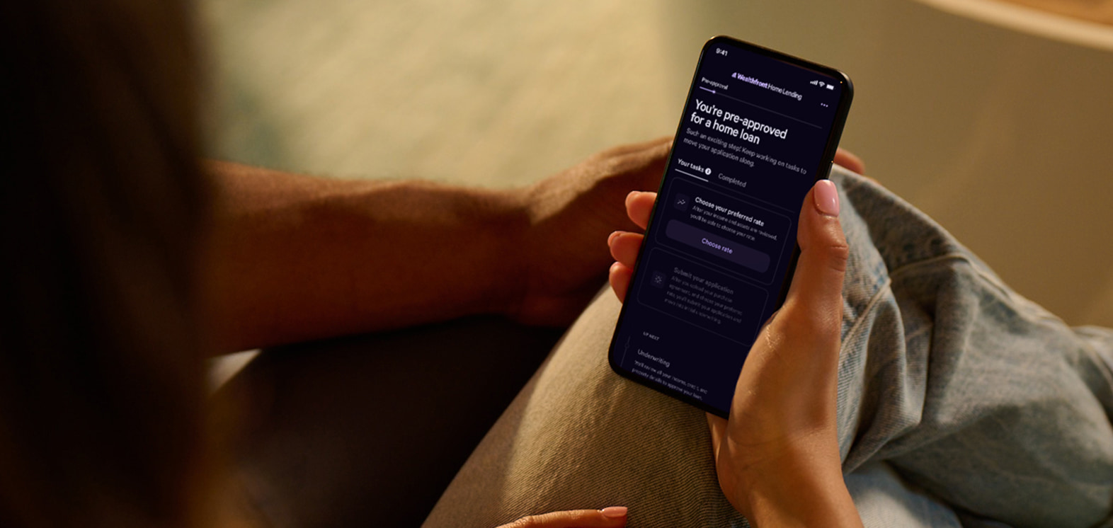 Person using Wealthfront Home Lending app